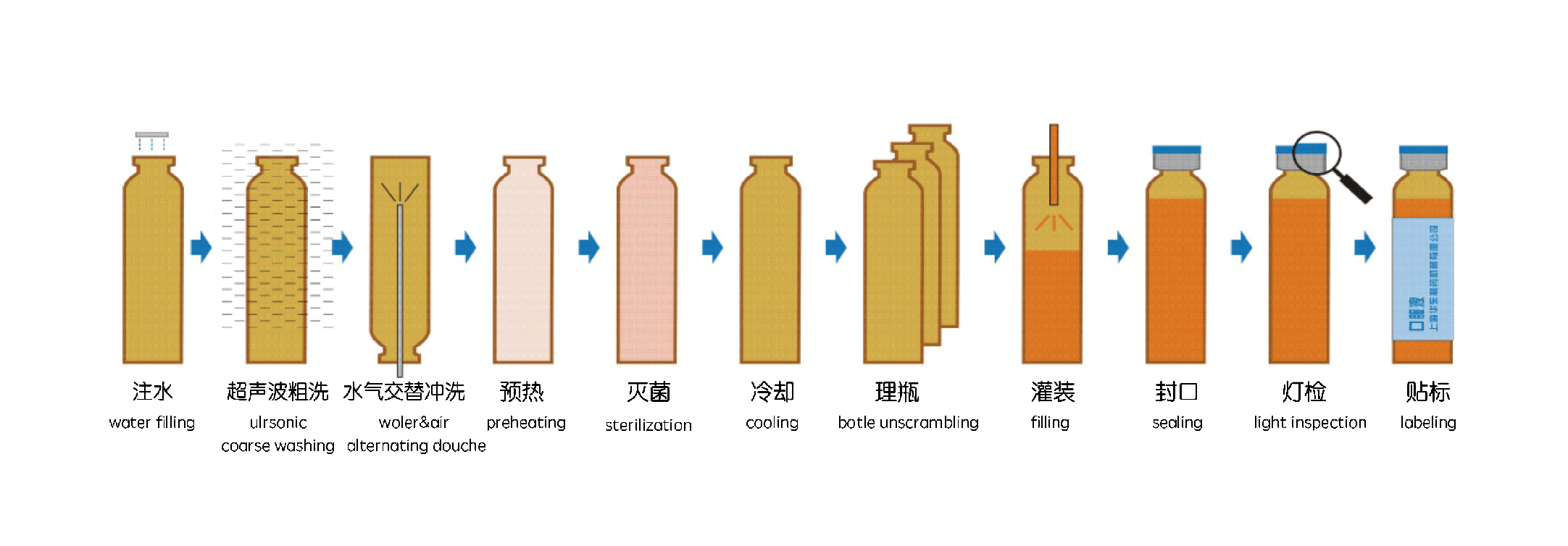 口服液联动线工艺流程