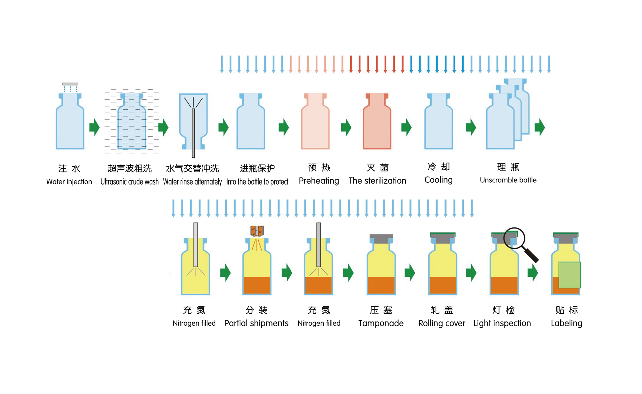 西林瓶粉针生产联动线工艺流程